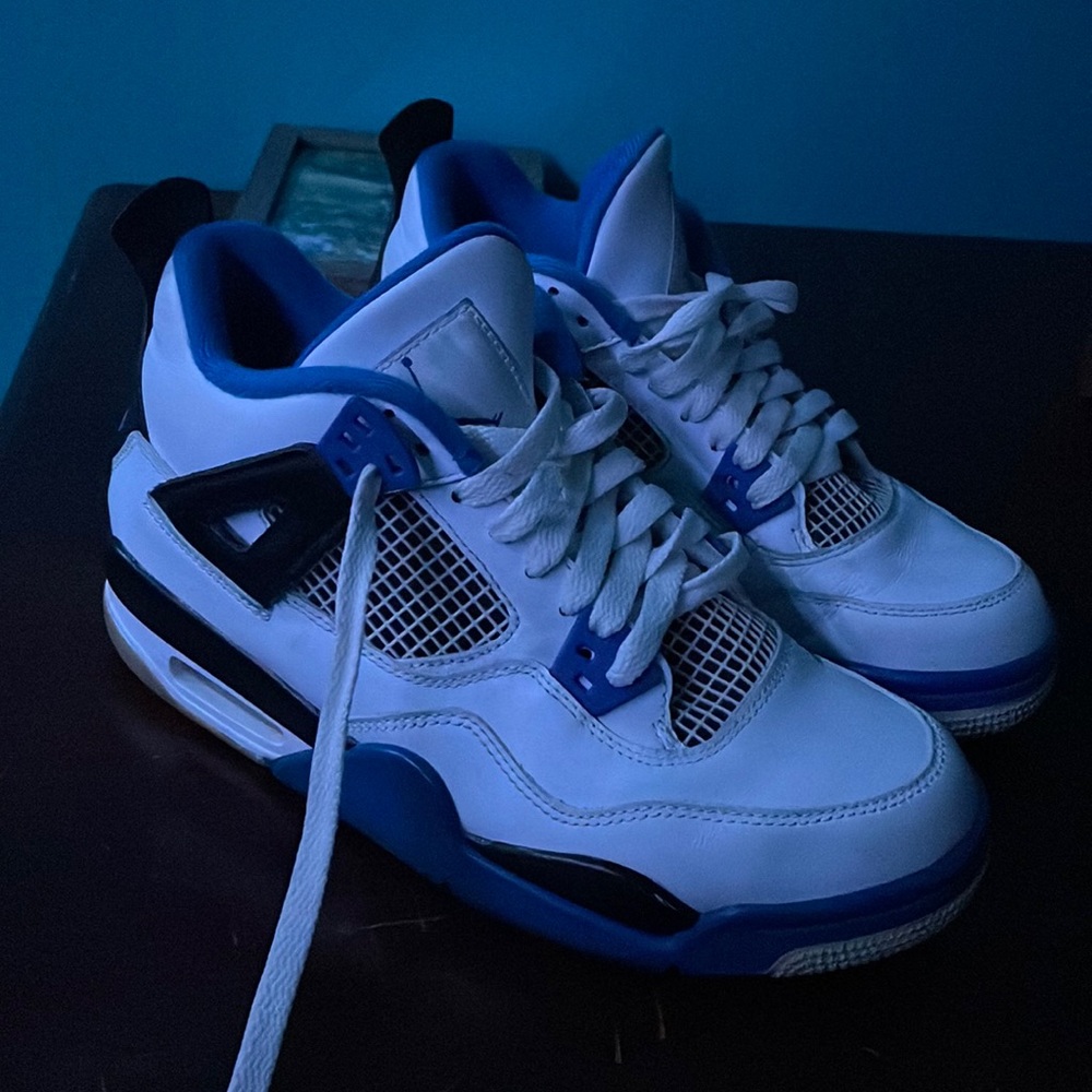 Blue and white Jordan’s